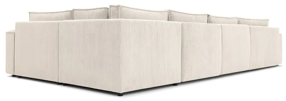 Кремав ъглов диван от велур, десен ъгъл Nihad modular - Bobochic Paris