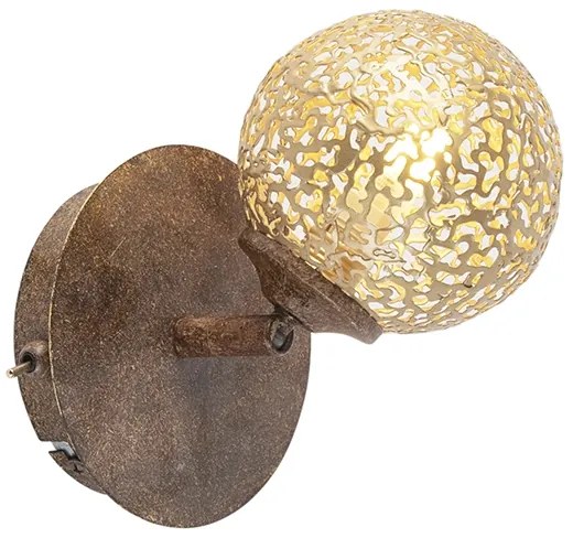 Стенна лампа ръждиво кафява регулируема с ключ - Kreta