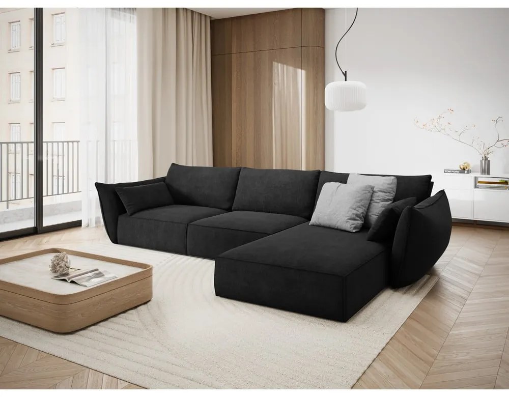 Тъмносив ъглов диван (десен ъгъл) Vanda - Mazzini Sofas