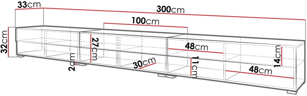 ТV шкаф A 300-Leuko-Leuko mat