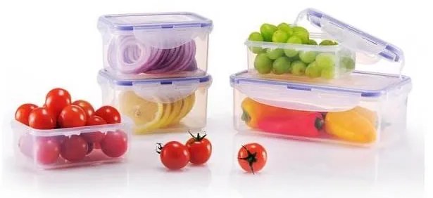 КОМПЛЕКТ 5x Кутия за храна LOCK синя/прозрачна