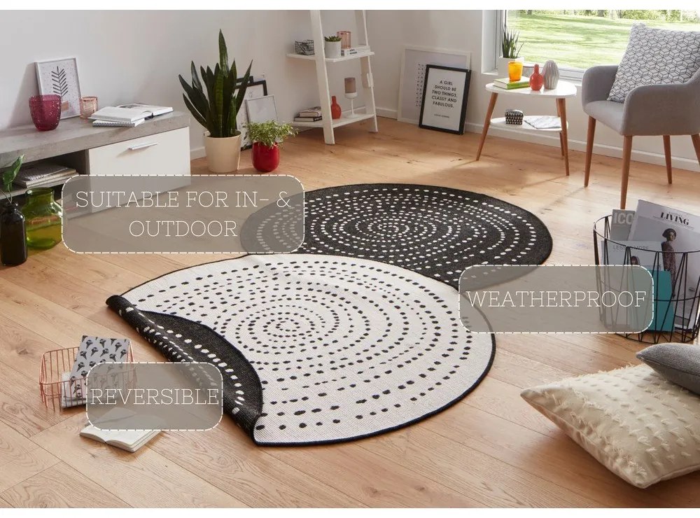 Черен килим за открито, ø 140 cm Bali - NORTHRUGS