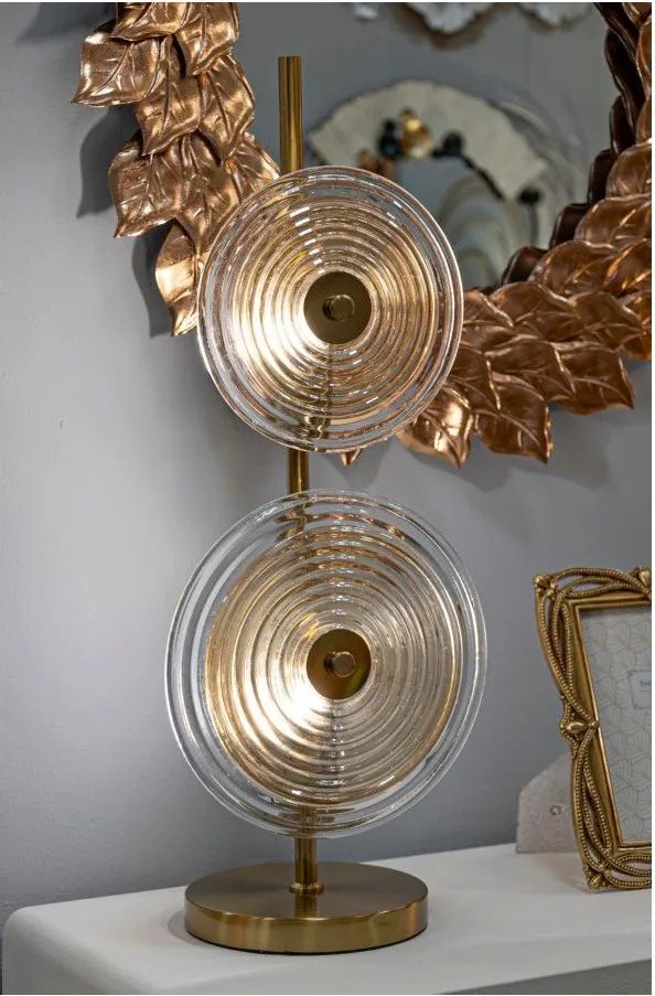 Настолна лампа в златист цвят със стъклен абажур (височина 63 cm) Venice – Mauro Ferretti