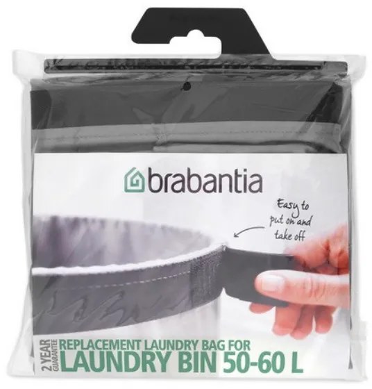 Торба за кош за пране Brabantia 90300187, 50-60 л, Перяща се, Памук, Сив
