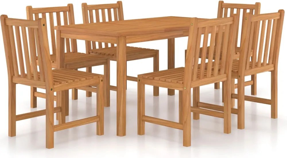 3059930 vidaXL Градински комплект за хранене, 7 части, 140x80 см, масивно тиково дърво