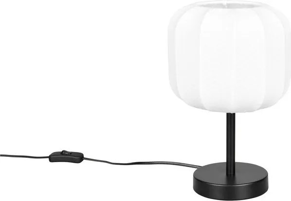 Бяла/матово черно метална настолна лампа с текстилен абажур (височина 30 cm) Madleine – Reality