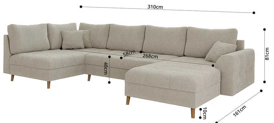 Бежов ъглов диван от плат букле (десен ъгъл/"U" форма) Ariella – Ropez