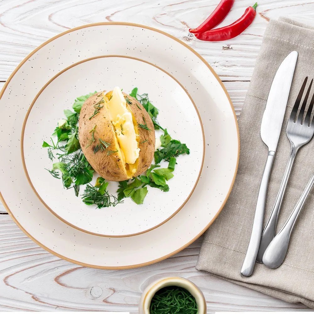 Кремави десертни керамични чинии в комплект от 6 бр. ø 19,5 cm Statek – Orion