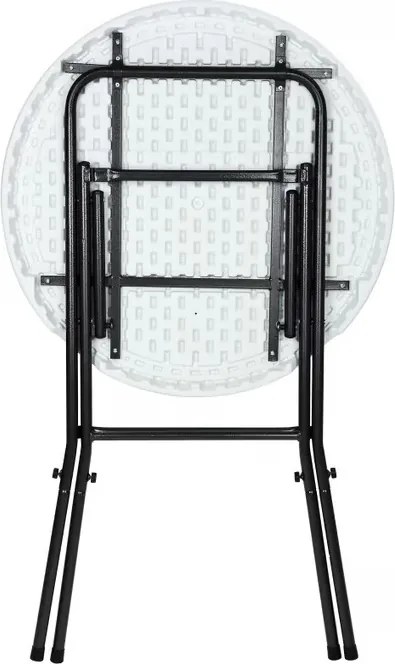 Сгъваема стояща бар маса Ø72 cm - бяла, височина 110 cm