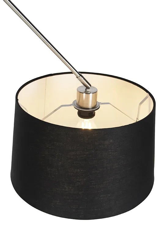 Висяща лампа от стомана с черен ленен абажур 35 см - Blitz