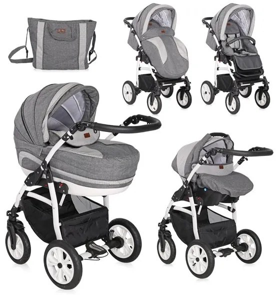 Детска комбинирана количка 3в1 KARA /въздушни гуми/ Lorelli - Light&Dark Grey
