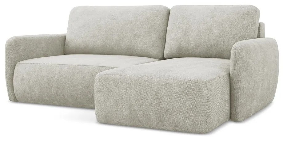 Кремав шенилов разтегателен ъглов диван с място за съхранение (десен ъгъл) Lilo – Makamii