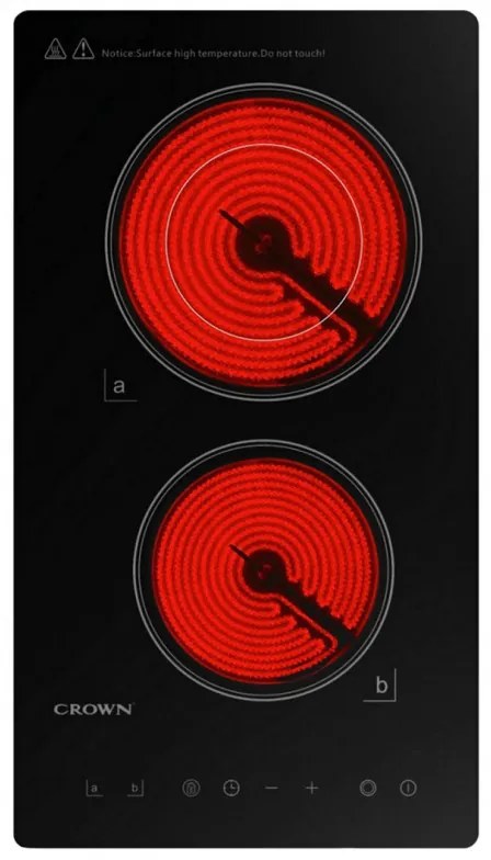 Плот за вграждане с разширяема зона Crown VCP 32D, 3000W, Таймер, Двоен, Тъч скрийн, Черен