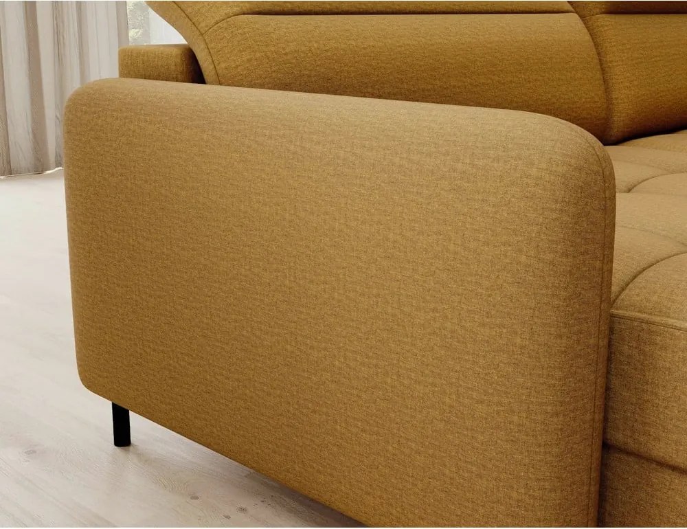 Жълт кадифен разтегателен ъглов диван с място за съхранение (десен ъгъл U форма) Berrto – ELTAP