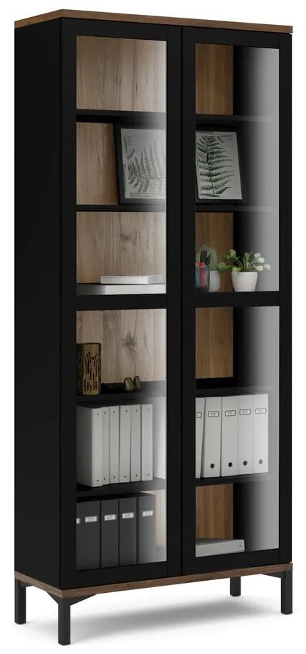 Витрина от декор от орех в черен и естествен цвят 89x203x36 cm Roomers – Tvilum