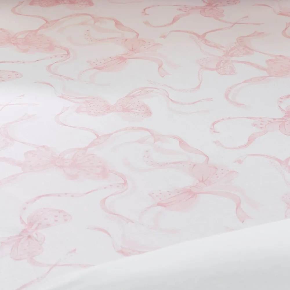 Бялo-розов еластичен чаршаф 135x190 cm Bow – Catherine Lansfield