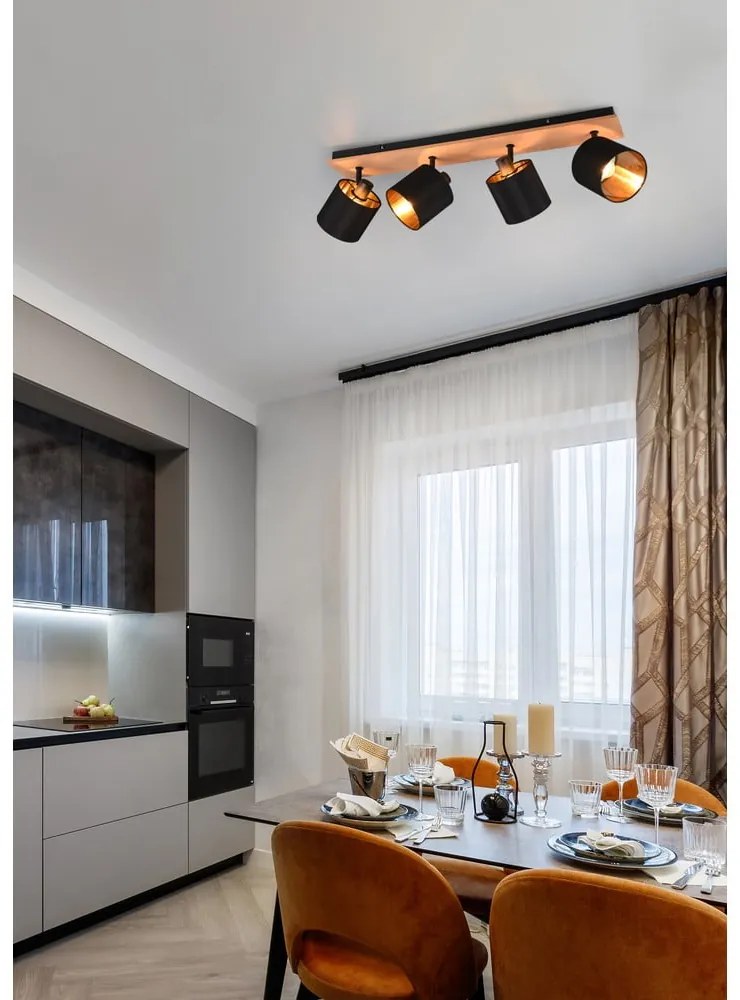 Прожектор в черен и естествен цвят ø 12 cm Tommy – Trio