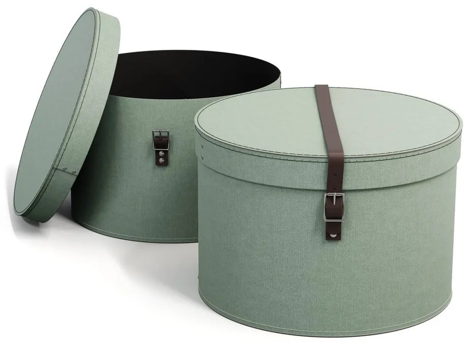 Тюркоазени картонени кутии за съхранение в комплект 2 бр. с капаци ø 37,5x25,5 cm Rut Canvas Paper Laminate – Bigso