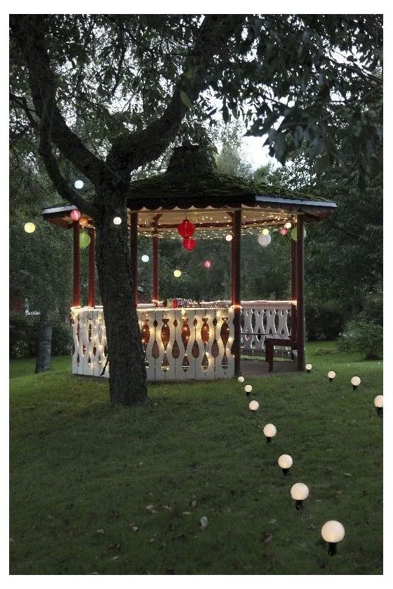 Червен външен слънчев LED фенер , ø 30 cm - Star Trading