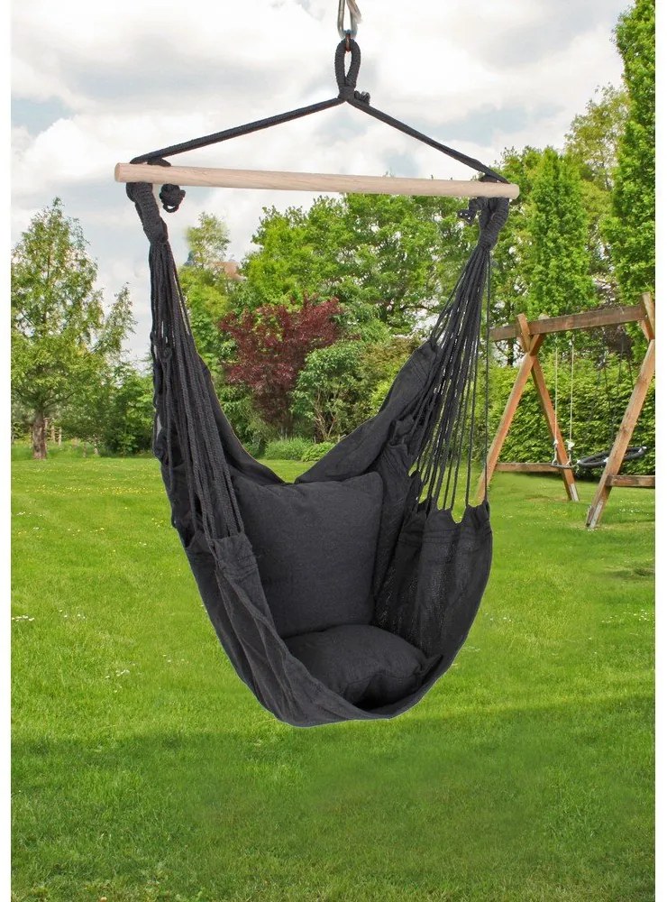 Черен подплатен висящ градински стол Tobago – Garden Pleasure