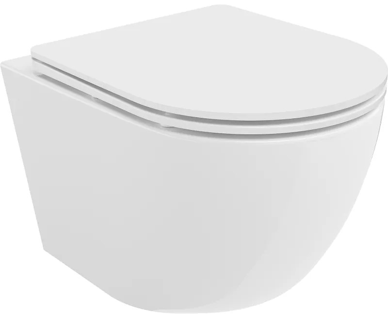 Mexen Lena Rimless WC купа с тънка седалка със забавено падане, дуропласт, бял гланц - 30220300