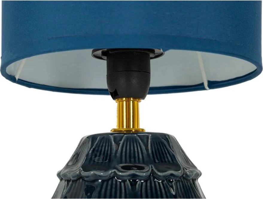 Синя керамична настолна лампа с текстилен абажур (височина 30,5 cm) Pigny – Mauro Ferretti