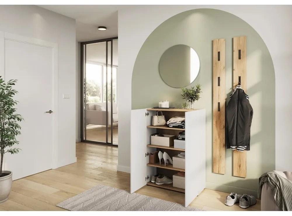 Бяло шкафче от декор от дъб 74x105x33 cm Alviano – Germania