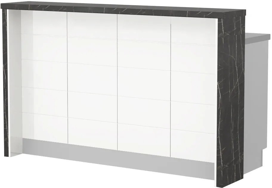 Островна кухненска пейка Hudson-Length: 160 cm.-White-Black Stone