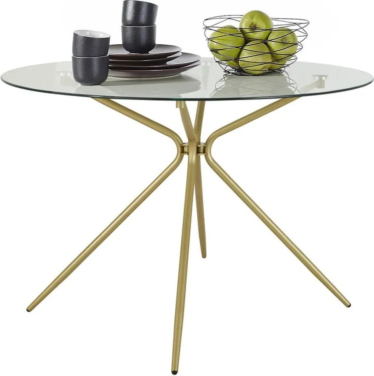 Кръгла трапезна маса със стъклен плот златна ø 110 cm Silvie – Støraa