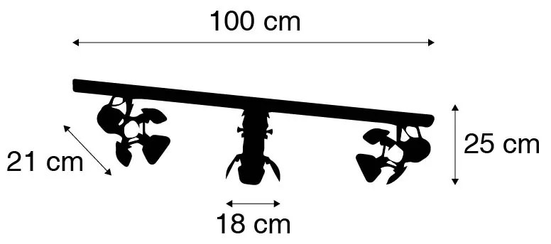Интелигентна релсова система черна 3-светлини с Wi-Fi GU10 - Movie