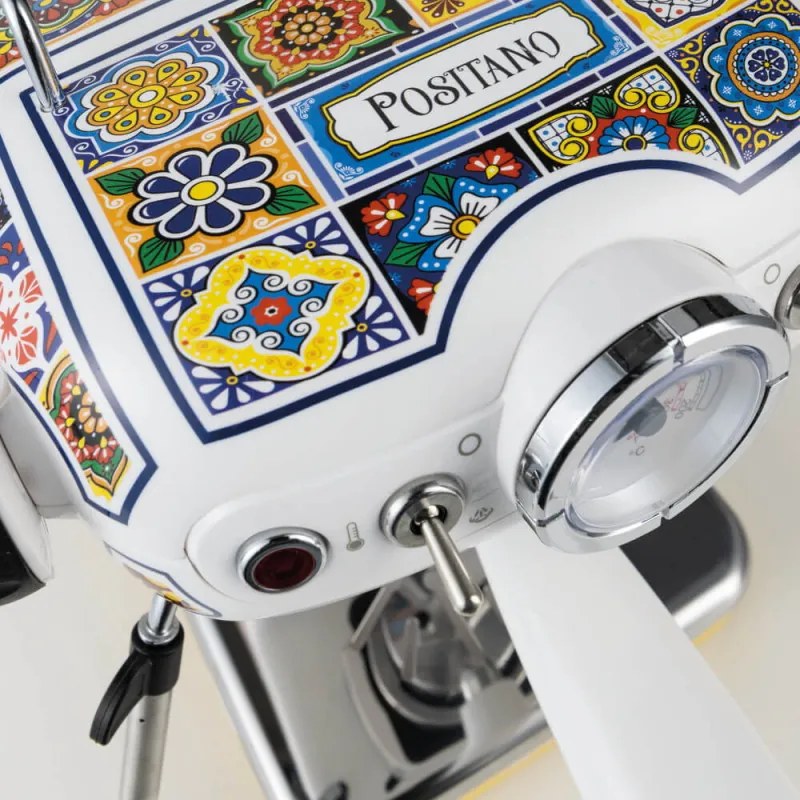 Кафемашина Ariete Positano 1389/1P, 850W, 15 bar, 0.9 л, Стиймър за мляко, Мляно и ESE дози, Бял/жълт