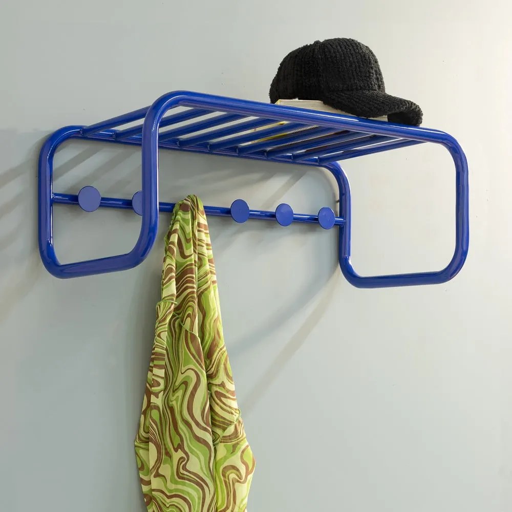 Синя метална стенна закачалка с рафт 72 cm Retro – Spinder Design