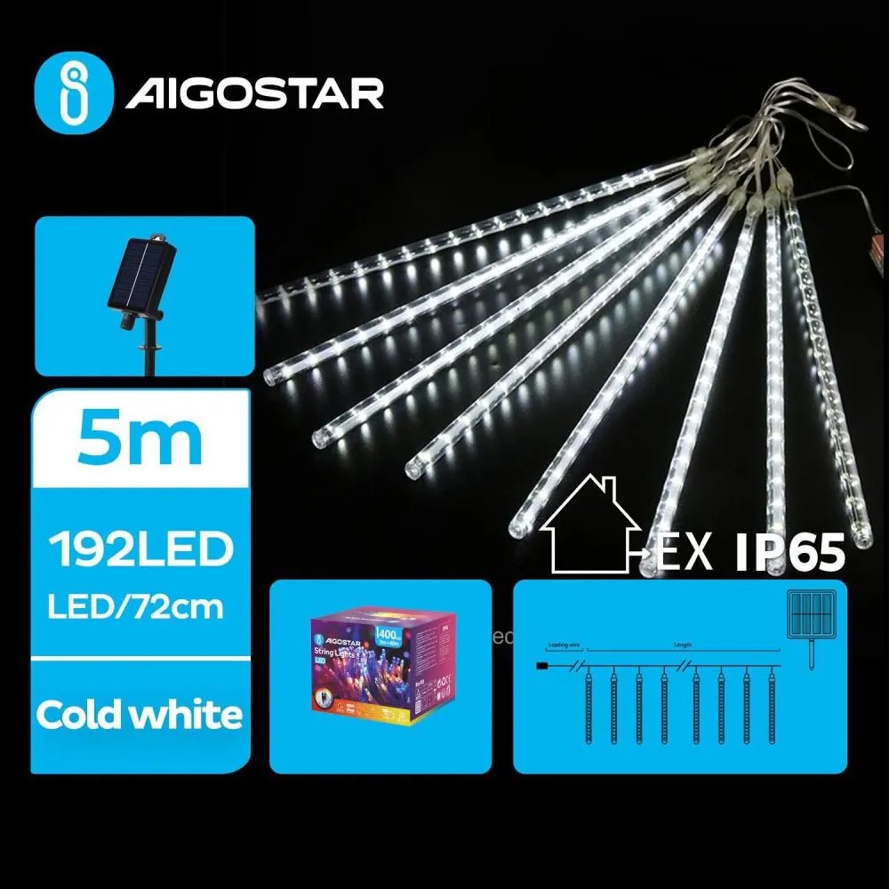 Aigostar - Соларна LED гирлянда 192xLED/8m IP65 студено бяла
