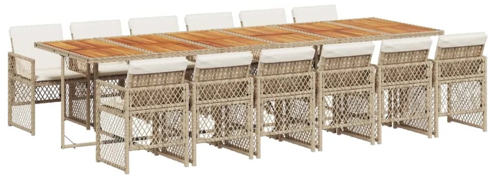 3210772 vidaXL Градински комплект с възглавници, 13 части, бежов полиратан