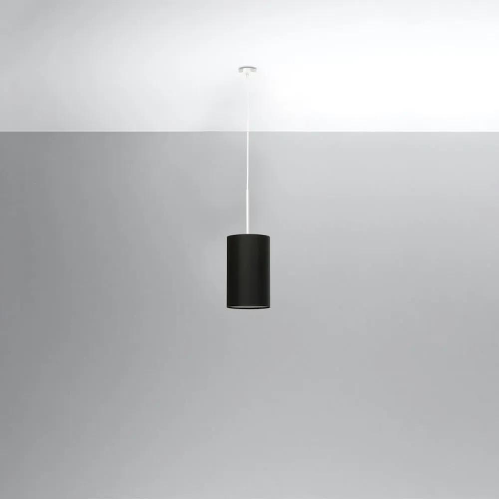 Черно висящо осветително тяло с текстилен абажур ø 15 cm Volta – Nice Lamps
