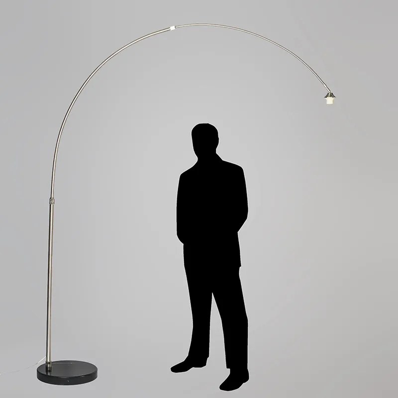 Модерна аркова лампа стомана с мраморна основа - XXL