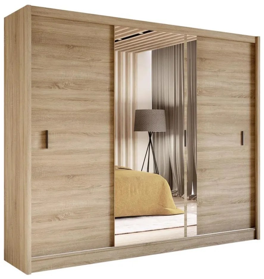 Гардероб с огледало SABRINA 250x215 см, дъб сонома