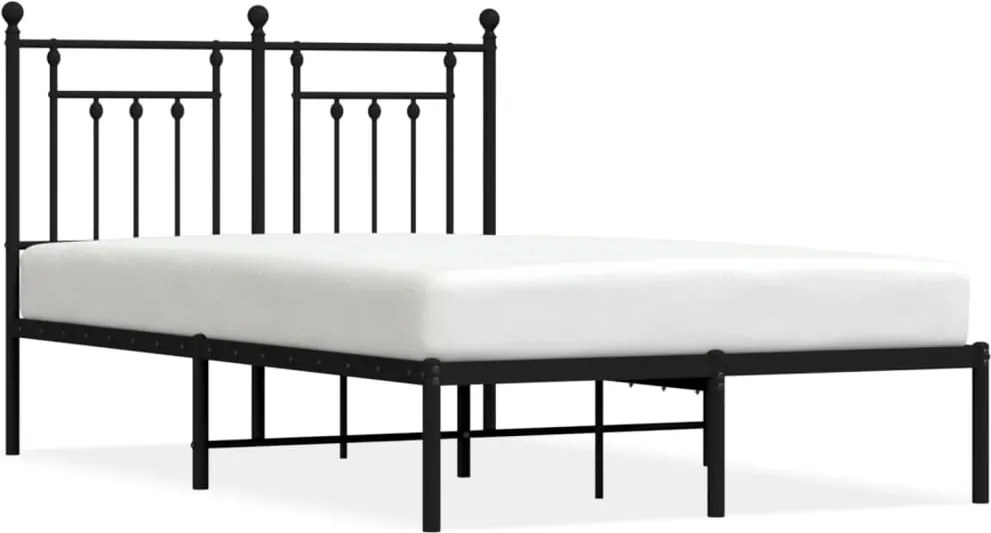 353535 vidaXL Метална рамка за легло с горна табла, бяла, 120x200 см