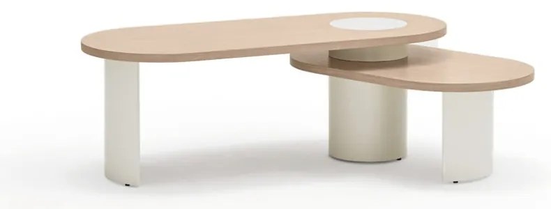 Кремава/в естествен цвят масичка за кафе от декор от ясен 50x120 cm Nori – Teulat