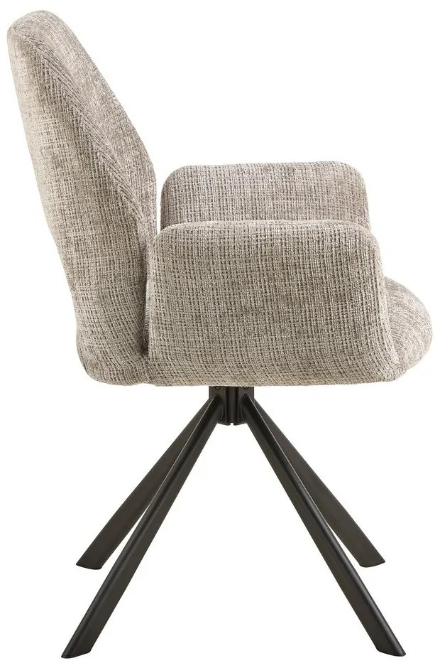 Светлосив тапициран трапезен стол с подлакътници Graham – Actona