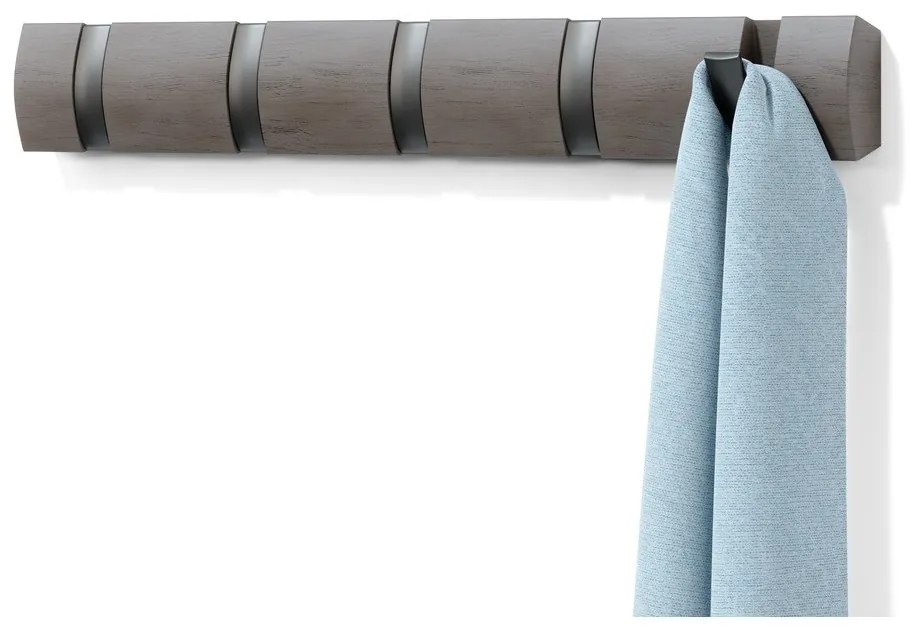 Светлосива стенна закачалка от тополово дърво Flip - Umbra