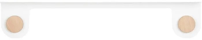 Стенен рафт от бяла стомана с детайли от дъбово дърво с 2 куки , дължина 70 см Hook - Gazzda