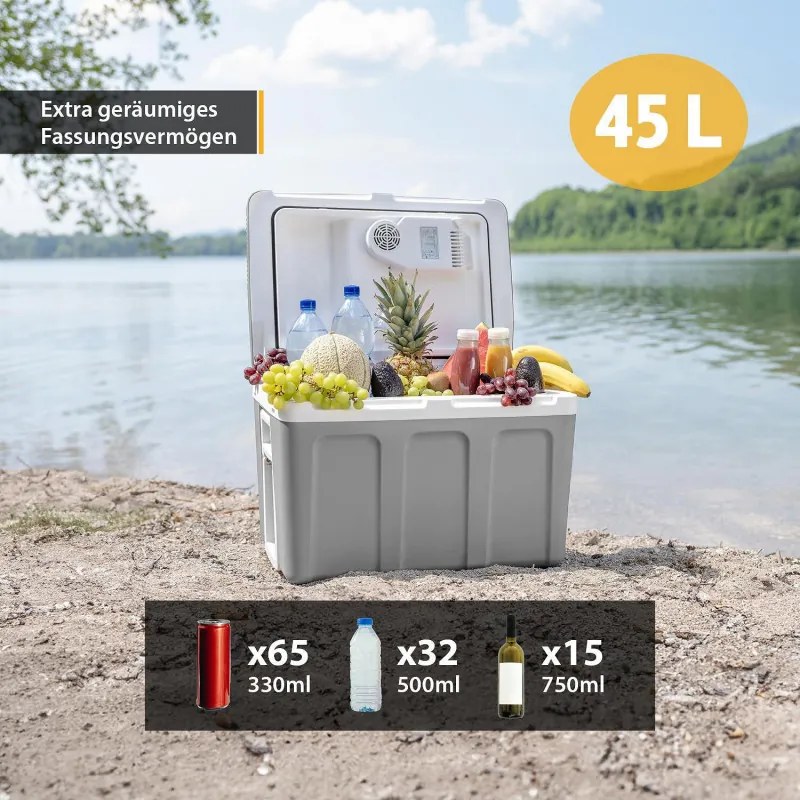 Електрическа хладилна кутия First Austria FA-5170-2-USB, 58W, 40 л, Клас F, 240/12V, USB, Вътрешна организация, Сив/бял