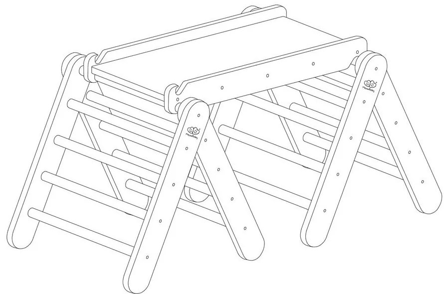 Сив/естествен пиклер триъгълник от масивен бор 265x61x60 cm Montessori – Meowbaby