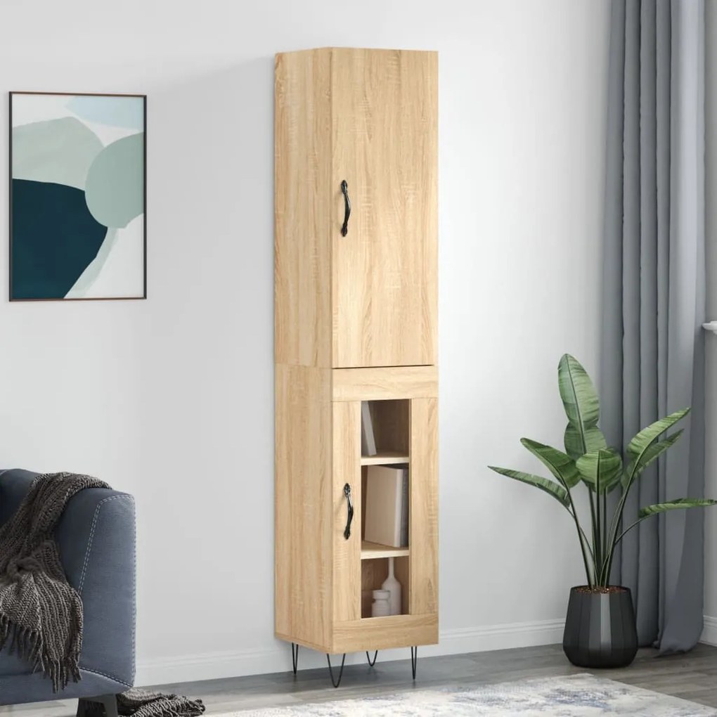 3199076 vidaXL Висок шкаф, сонома дъб, 34,5x34x180 см, инженерно дърво