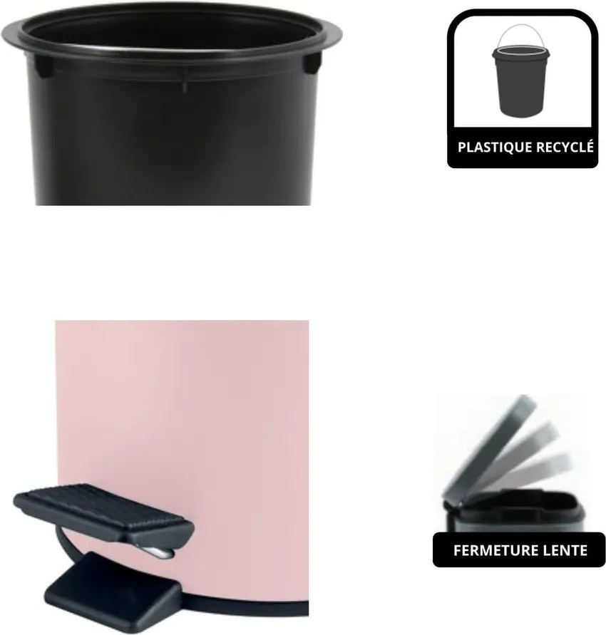 Розово стоманено кошче за боклук с педал 3 l Adelar – Spirella