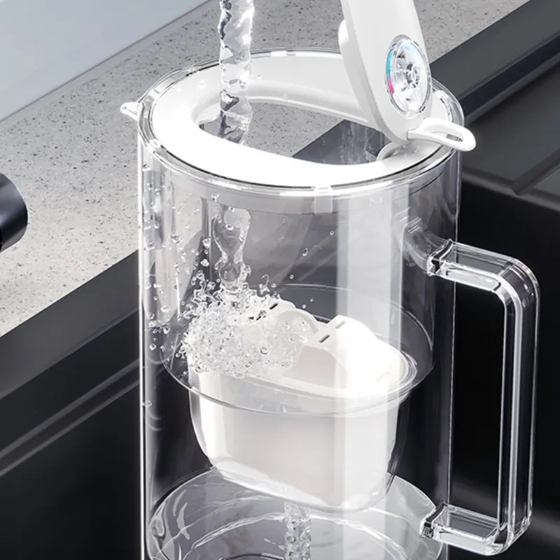 Кана за филтриране на вода Aquaphor Glass 120021, 2.5 л, Стъкло, Брояч, Филтър с магнезий, Бял