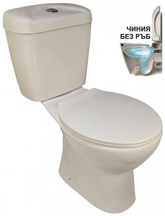 Моноблок LINNI ICC 6576S, седалка и капак, порцелан, бял, 38.2х76.5х67.5см