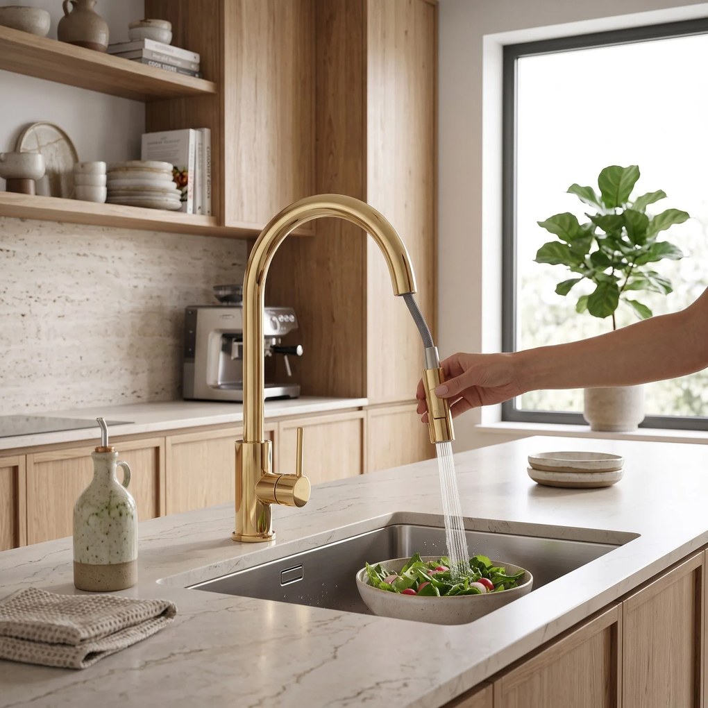 Отвод с аератор за кухненски смесител REA Fresh Gold