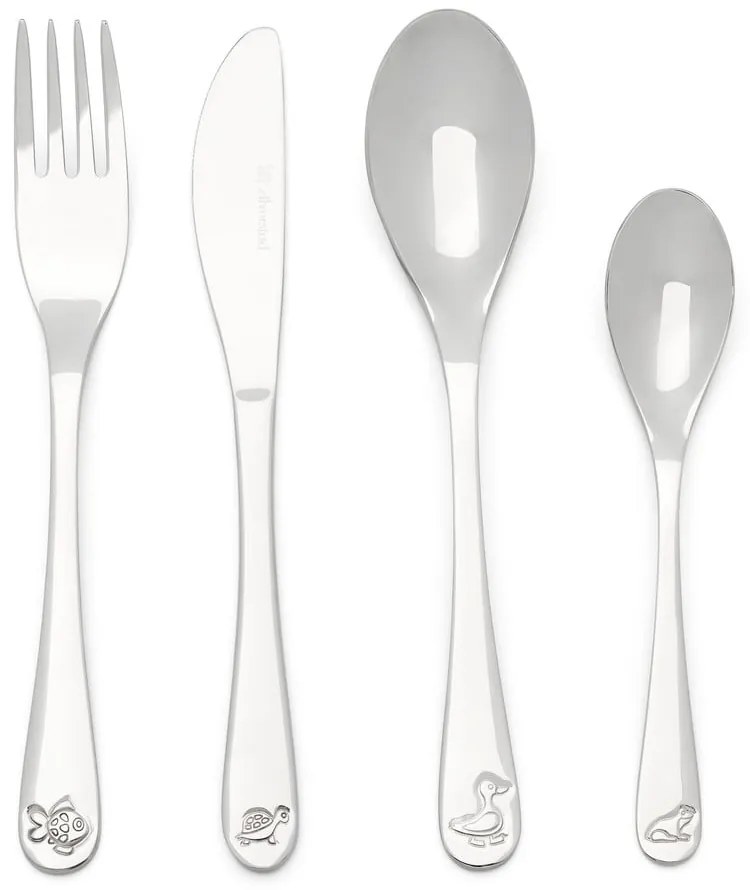 Детски прибори за хранене от неръждаема стомана в сребристо 4 бр. Water life – Zilverstad